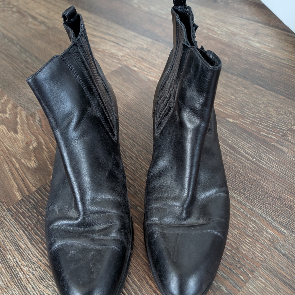 J Crew Black Leather Ankle Boots